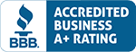 Better Business Bureau Accredited Business A+ Rating badge