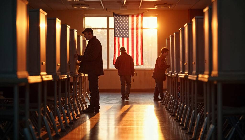 Voting rights concept in American election with ballot and U.S. flag.