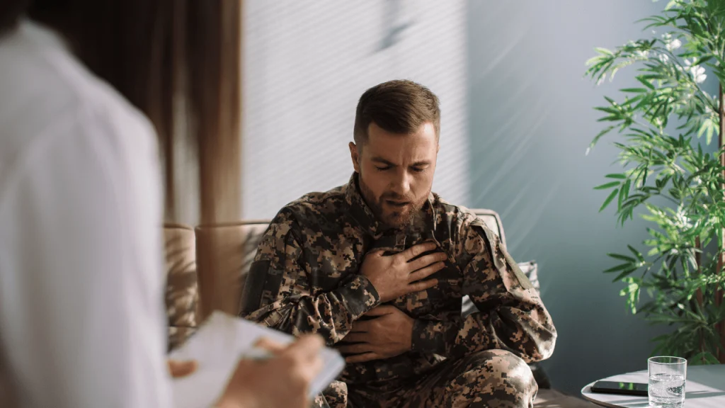 Veterans with Mesothelioma showing signs of respiratory issues and fatigue.