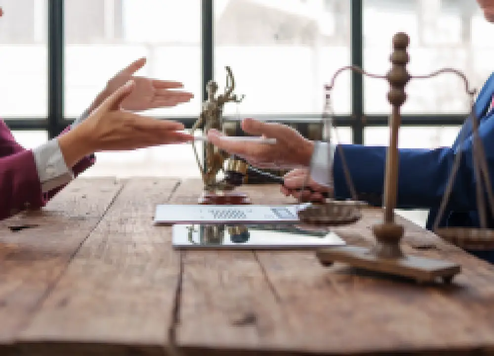 Lawyer and client discussing legal options